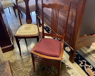 Two Antique Chairs with Upholstered Seats 