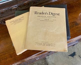 c.1952, (Oct.) BRAILLE Edition of the Readers Digest, plus the Braille Version of the c.1957 (June) WEEKLY NEWS BOSTON 