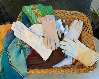 c.1950-60's Beaded and Embroidered Ladies Gloves and Scarves