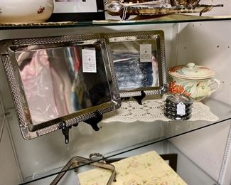 RALPH LAUREN POLO Silver-Tone Serving Platters