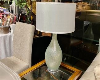 Green Frosted Lamp with Clear Acrylic Base 