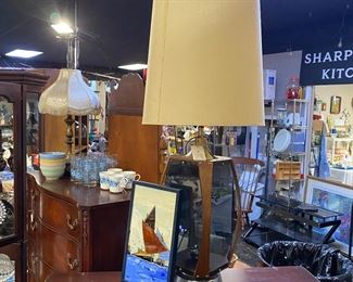 c.1970's, MCM Lamp made by LAWRIN LAMP Co., Smoked Lucite Panels with 3-Flame Lights