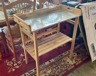 Wood Garden Stand with Metal Top