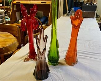 c.1960's-70's, L.E. Smith Glass Co. and Murano Handmade Glass Vases 