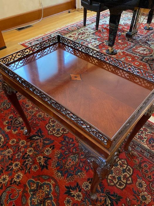 $340 Inlaid clawfoot occasional table. 30"w x 20"d x 28"h