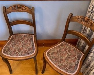 Two side chairs available at in-person sale.
