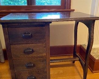$190 Small antique children's desk with adjustable chair.  31"w 17.5"d x 26"h.