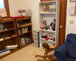 Toys and games for in-person sale.  bookcases also for sale
