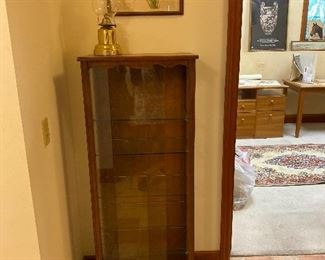 Glass front shelves for in-person sale.