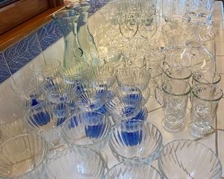 Glassware for sale in person.