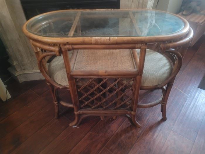 Bamboo table and 2 chairs  350