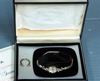 Omega Swiss Womens Wrist Watch With Diamond Stone Inlay