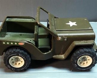 Tonka Pressed Metal Army Jeep, 1973 Ideal Friction Drive Army Jeep, Avon Bottle Jeep, Tercel Stompers, Qty 2 And More