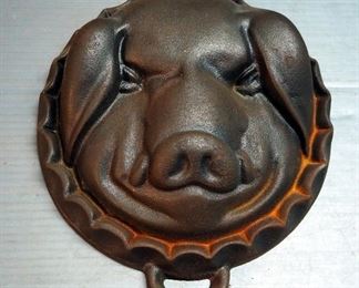 Lodge Cast Iron 9" Skillet And Antique 9" Cast Iron Pig/Boar Face Bowl