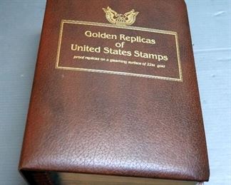 Golden Replicas Of United States Stamps, Postal Commemorative Society Book, Including Pan American Games, 75th Anni. Girl Scouts, And More