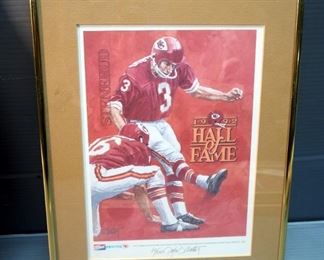 John Martin Kansas City Chiefs 1991 And 1992 Hall Of Fame Inductee Lithograph Prints, Haynes #28 And Stenerud #3, Framed And Matted 13.5" x 10.5"
