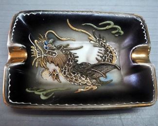 ACRA Signed Porcelain Moriage Trinket Box, 2.25" x 5.25" x 4", Including Matching Trays , Qty 2