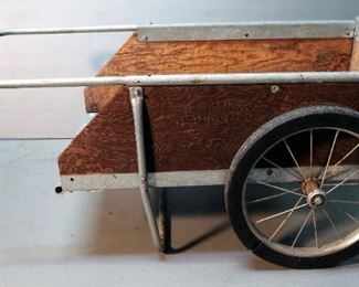 Metal Framed Wood Lawn Cart With Metal Handle, 19.5" x 40" x 22"