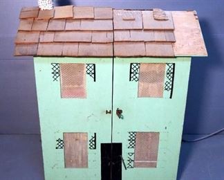 Custom Built Folding Doll House With Doll Furniture, 35.5" x 30" x 17"