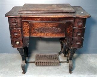 Antique White Treadle Sewing Machine