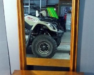 Vintage Hall Mirror With Elaborate Carved Floral Crown 67.5" x 28", With Matching Bench 18" x 30" x 12"