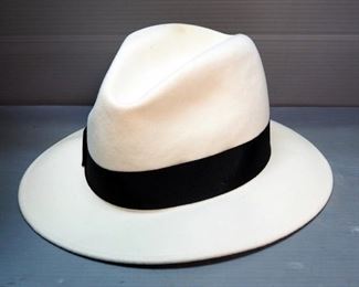 Lancaster Wool Felt Fedora And White Felt Fedora, Unknown Sizes, Includes Vintage Hat Box