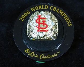 Autographed St Louis Cardinals Baseball, Unknown Autograph St Louis Ball Cap And 2015 Springfield Cardinals Ticket, And Lance Lynn Bobblehead