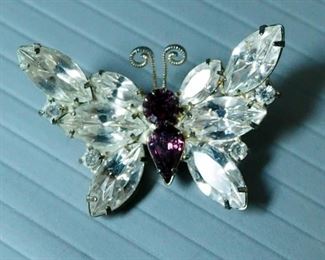 Silver Plate Butterfly Brooch, Costume Necklaces, Qty 3, Ear Rings, Bracelet, And 1999 Angel Ornament