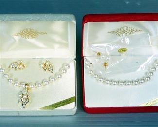 Faux Pearl Necklaces, Assorted Earring Sets, And Faux Gemstones, Qty 12
