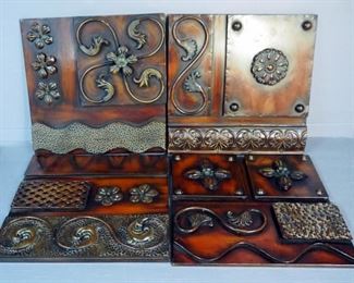 Rustic Metal Wall Art Pieces, Qty 4, 15.5" x 15.5"