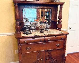 Antique American Oak Victorian Buffet.