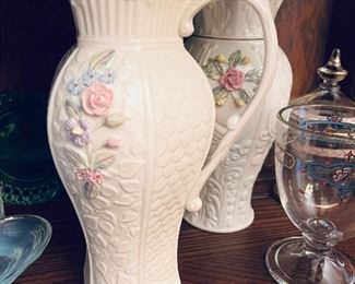 Vintage Belleek Pitchers. 