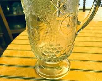 1890 Admiral Dewey/ Spanish American War Glass Pitcher. Early American Pattern Glass. 