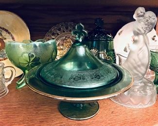 Emerald Green Vintage Candy Dish.