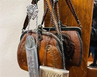 Vintage Purses. Sterling and Leather.