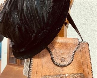 Vintage Hats and Leather Purses. 