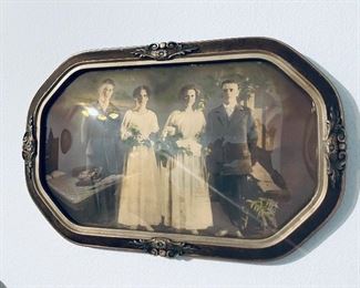 Twin Wedding. Antique Portrait. 