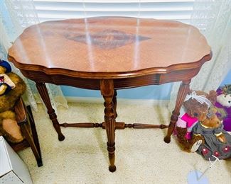 Antique Side Table with Inlay.  Gorgeous in person.