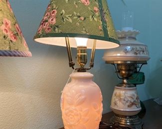 Custard Milk Glass Lamps. 
