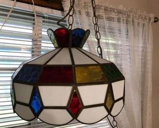 Leaded glass swag light