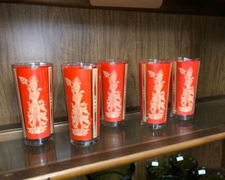 MCM "Culver" Asian Mandalay Red drink tumblers
