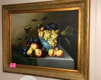 Fruit still-life painting on canvas