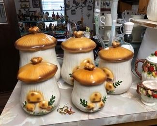 1970's mushroom cannister set