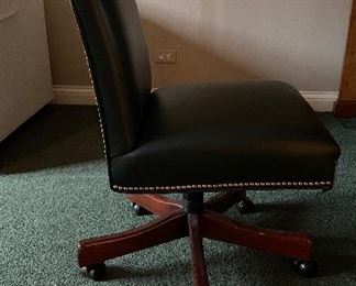 Green Leather Desk Chair with Nailhead Trim. Photo 3 of 3. 