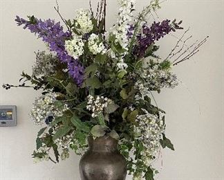 Faux Flower Arrangement in Vase. Measures 52" W x 32" H. 