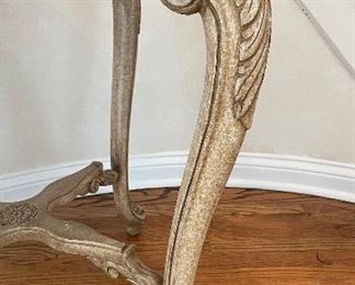 Reproduction Regency-Style, Crackle Finish, Marble-Top Entry Table. Measures 36" H with 31" D. Photo 3 of 4. 
