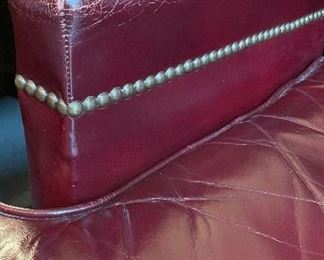 Vintage Ox-Blood Leather Upholstered Office Chair with Nailhead Trim. Photo 3 of 3. 