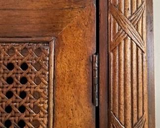 Vintage Cane-Front Two-Door Cabinet with Lattice Trim. Great As Is But Ask Us About Custom Painting. Measures Approximately 36" W x 20" D x 31" H. Photo 3 of 4. 