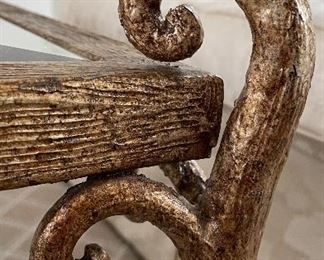 Mirror-Top Faux Bois Bronzed Metal Cocktail Table. Measures 45" W x 32" D x 19" H. Photo 5 of 5. 