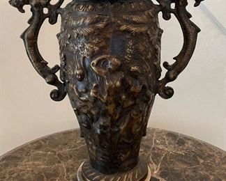 Stamped Bronze Vase. Measures 19" W x 21" H. Photo 1 of 3.